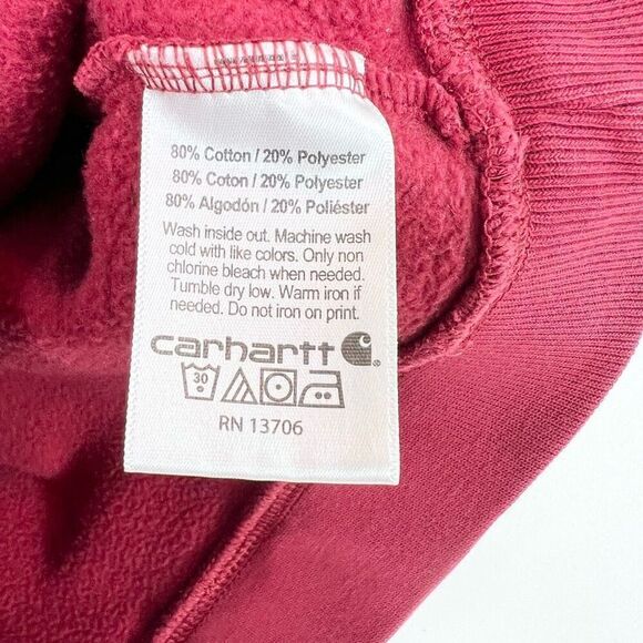 Carhartt Sweatshirt Kids Toddlers 2T Red Half-Zip Hoodie Long Sleeve Pullover - Picture 4 of 8